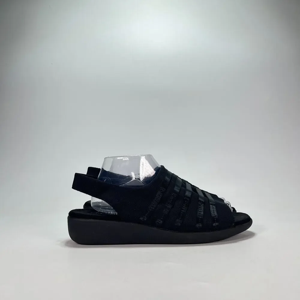 Easy Spirit Black Comfortable Casual Open Toe Wedge Sandals Women's Size 9.5WW